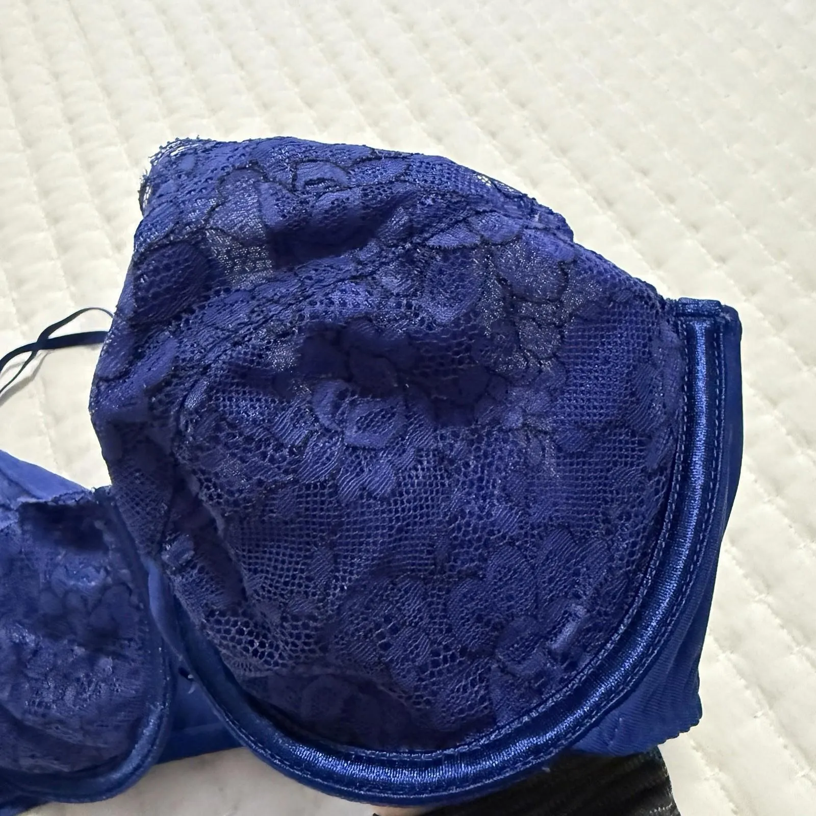 Vassarette 38B Blue Floral Lace Underwire Bra Unlined Style 75117 - Image 5