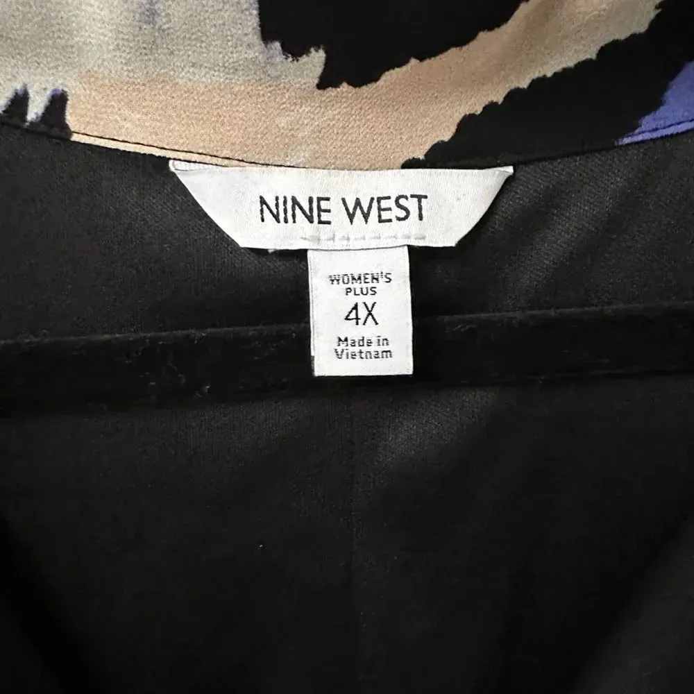 NWT Nine West long sleeve dress 4x black abstract design - Image 6