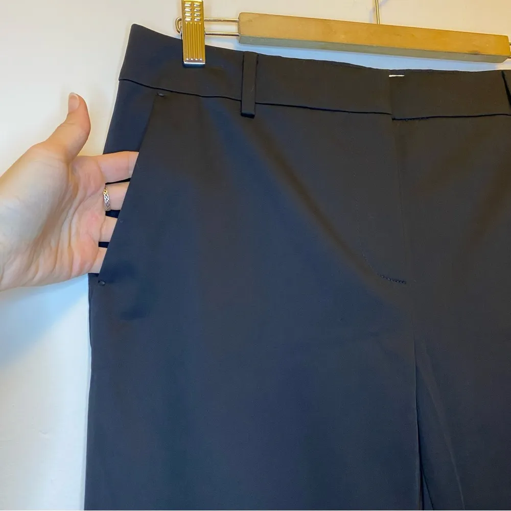 MAXMARA Straight-Leg Tailored Business Casual Pants Lightweight Cotton Black 12 - Image 4