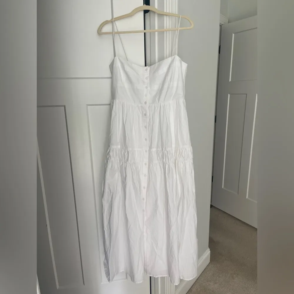 J. Crew A-line midi dress regenerative cotton poplin smocked white - Image 3