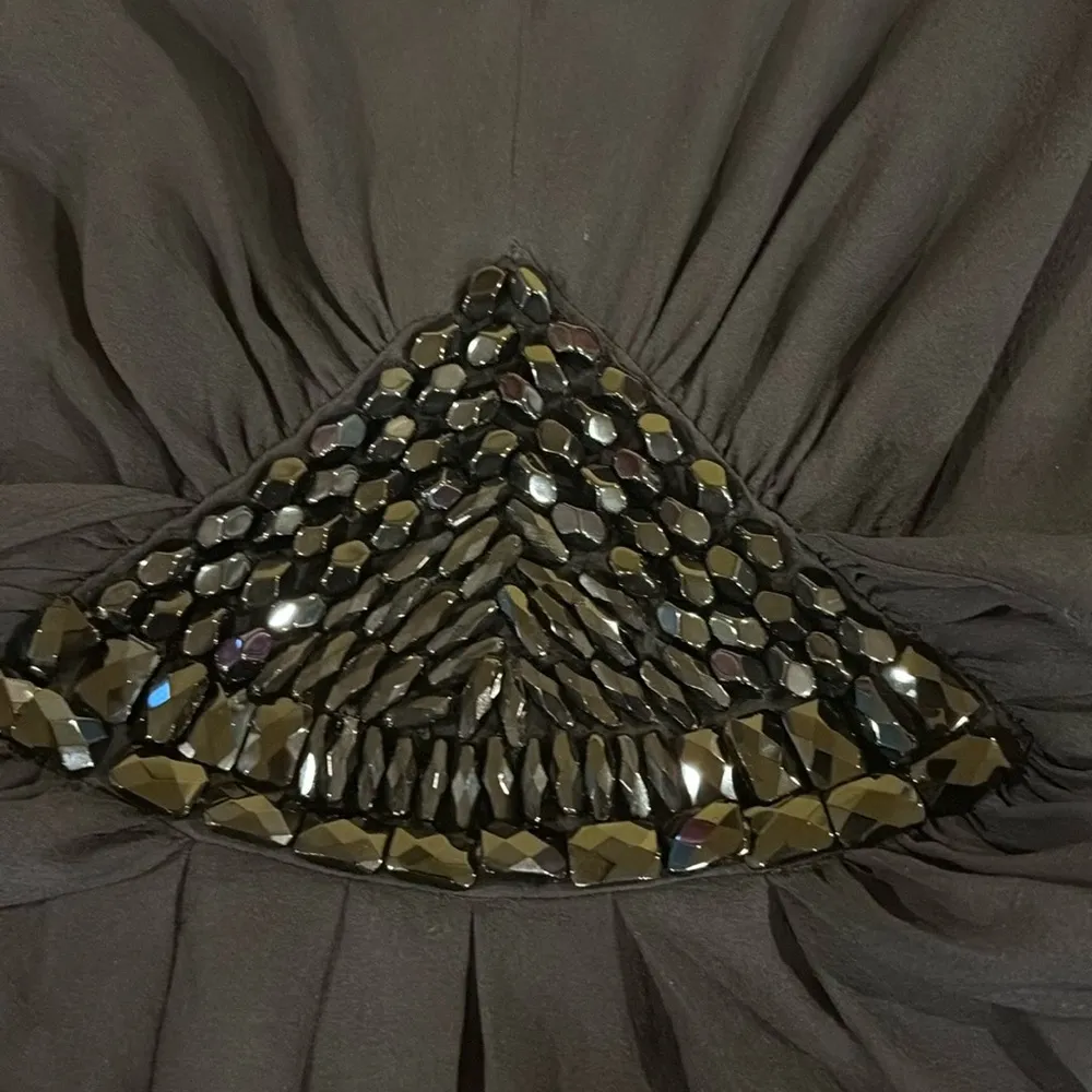 Classic Saks Fifth Avenue silk beaded blouse short sleeve black sz 12 - Image 5