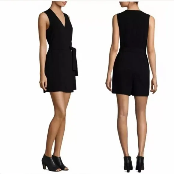 Theory Benina Admiral Crepe Wrap Romper Dress sz 4 - Image 2