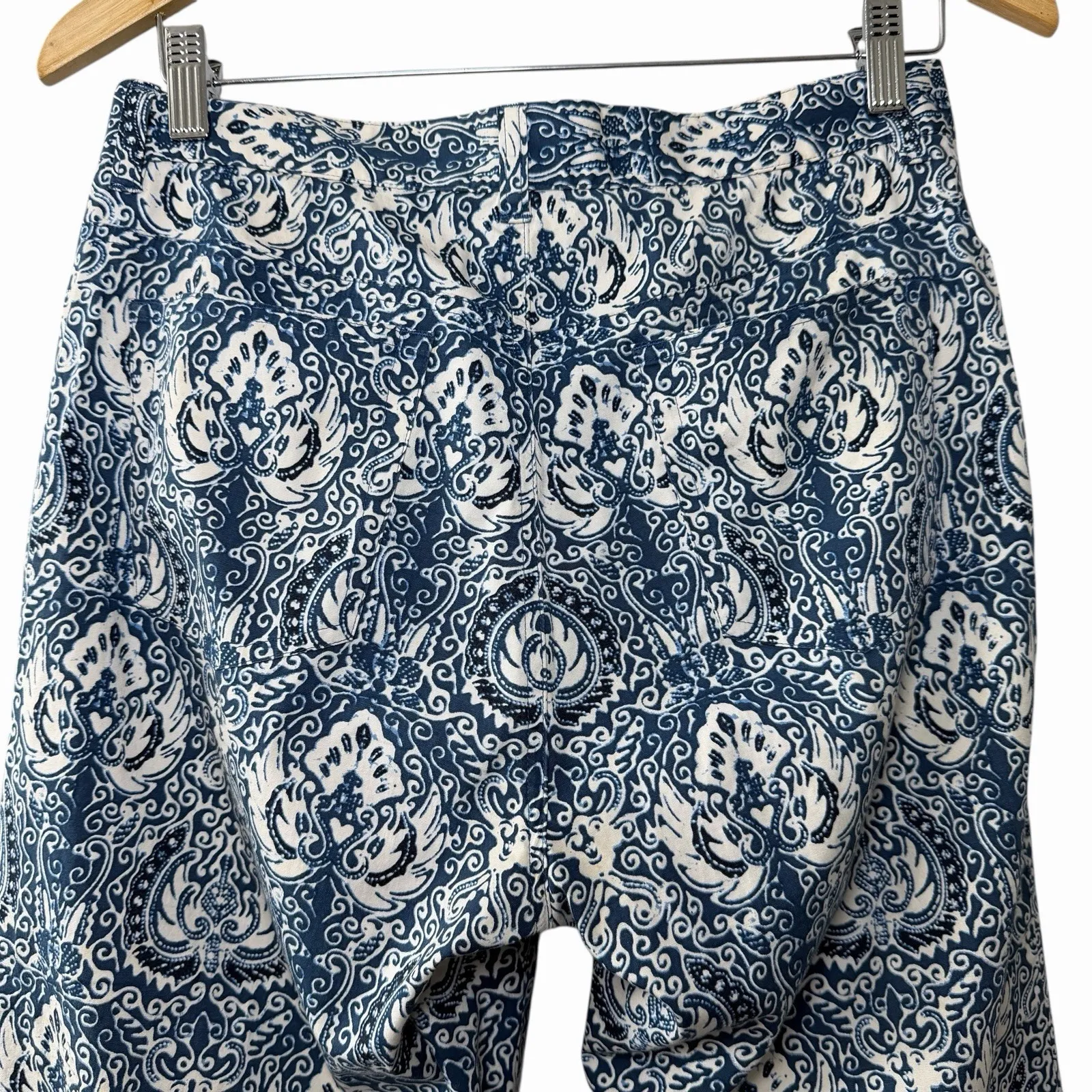 VTG Lauren Ralph Lauren Womens Blue Paisley Cropped Pants Size 8 Preppy Coastal - Image 5