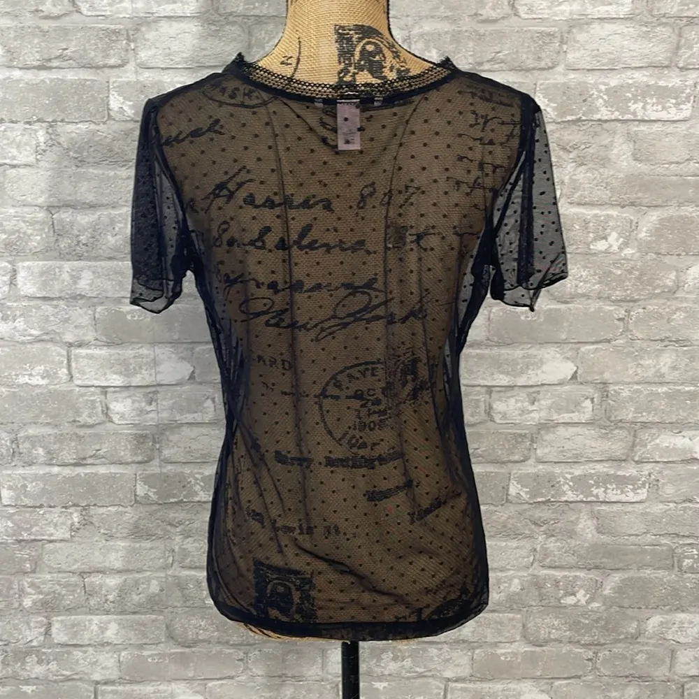 Victoria Secret Black Mesh Short Sleeve Top - Image 3