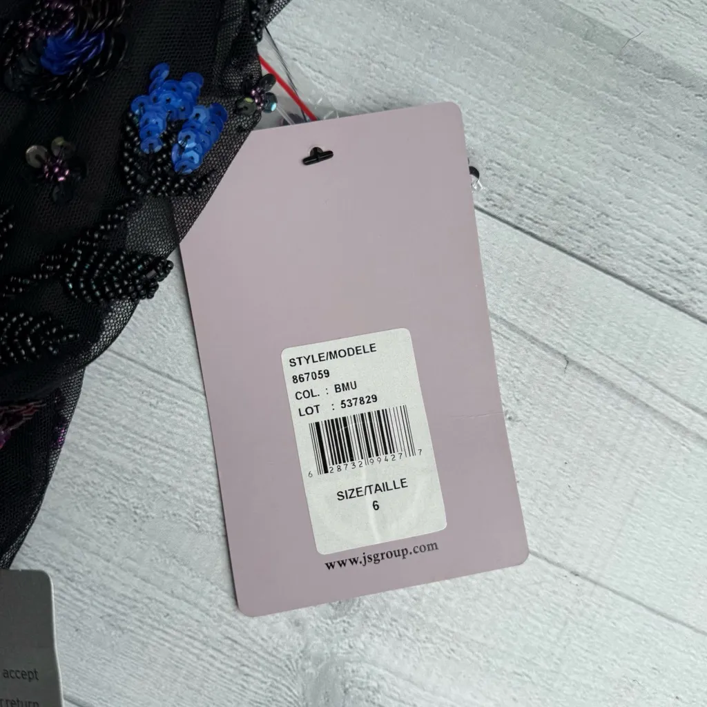 NWT NORDSTROM JS COLLECTIONS Beaded Blouson Gown Black Size 6 - Image 8