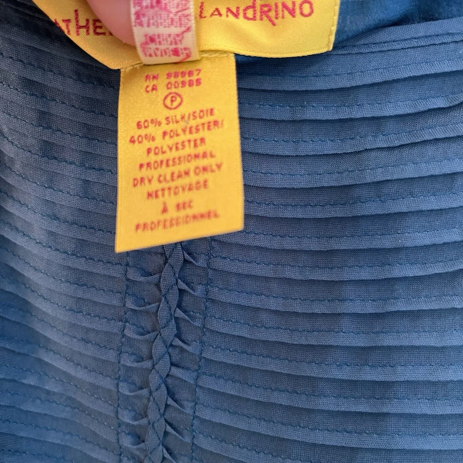 Catherine Malandrino Elli Belted Teal Blue Pleated Pintuck Silk Blend Dress 6 - Image 6