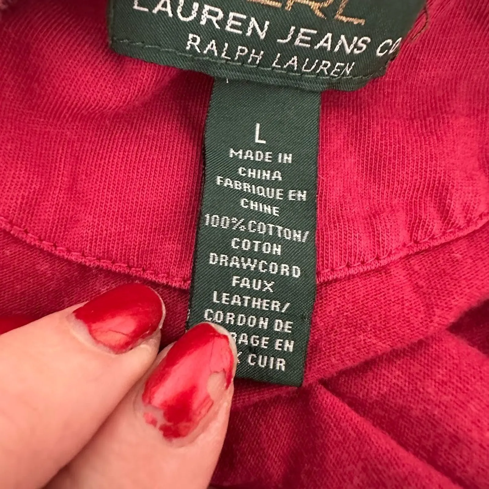 LRL Lauren Jeans Co Womens Ruffled Top Size L Western Cowgirl Boho Lace Up Red Size L - Image 5