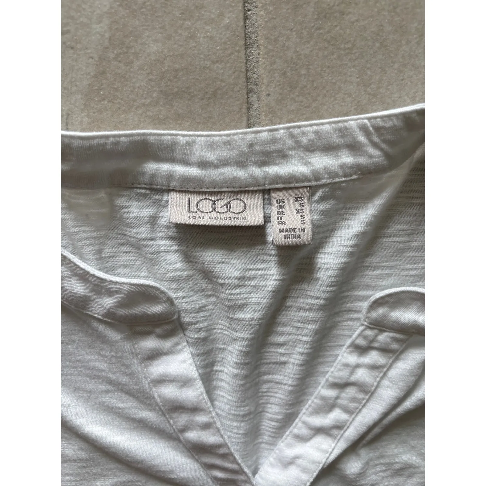 LOGO Lori Goldstein Shirtdress Womens XS‎ White Gray Career Preppy Sophisticated - Image 5