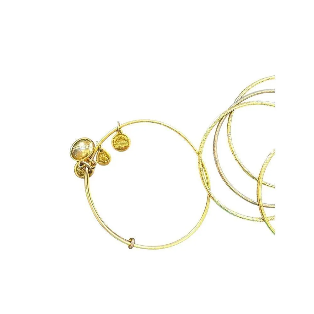 Gold toned bangle set of 5 bracelets Gold - Image 5