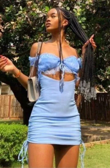 Blue Cut Out Dress  - Image 5