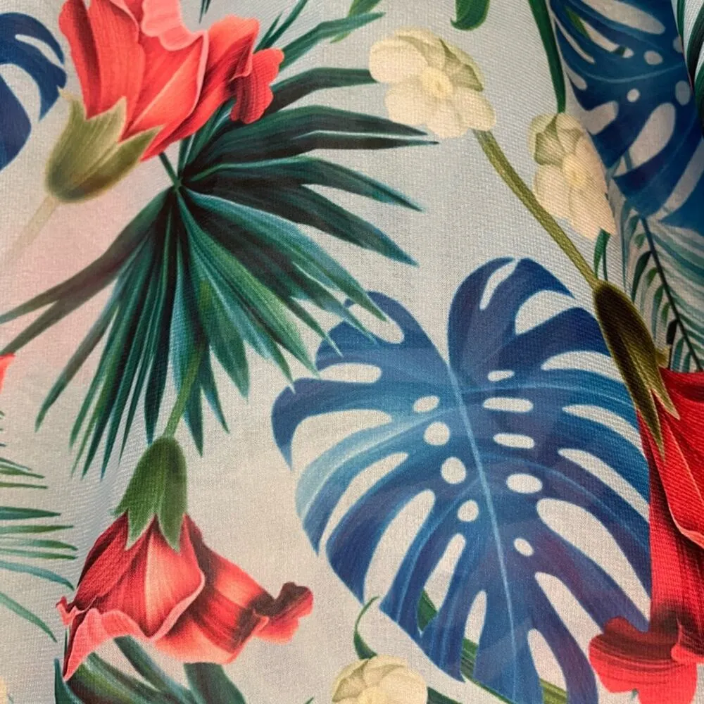 Rhonda Shear Tropical Blue Floral Poncho Sheer Swim Cover - Image 2