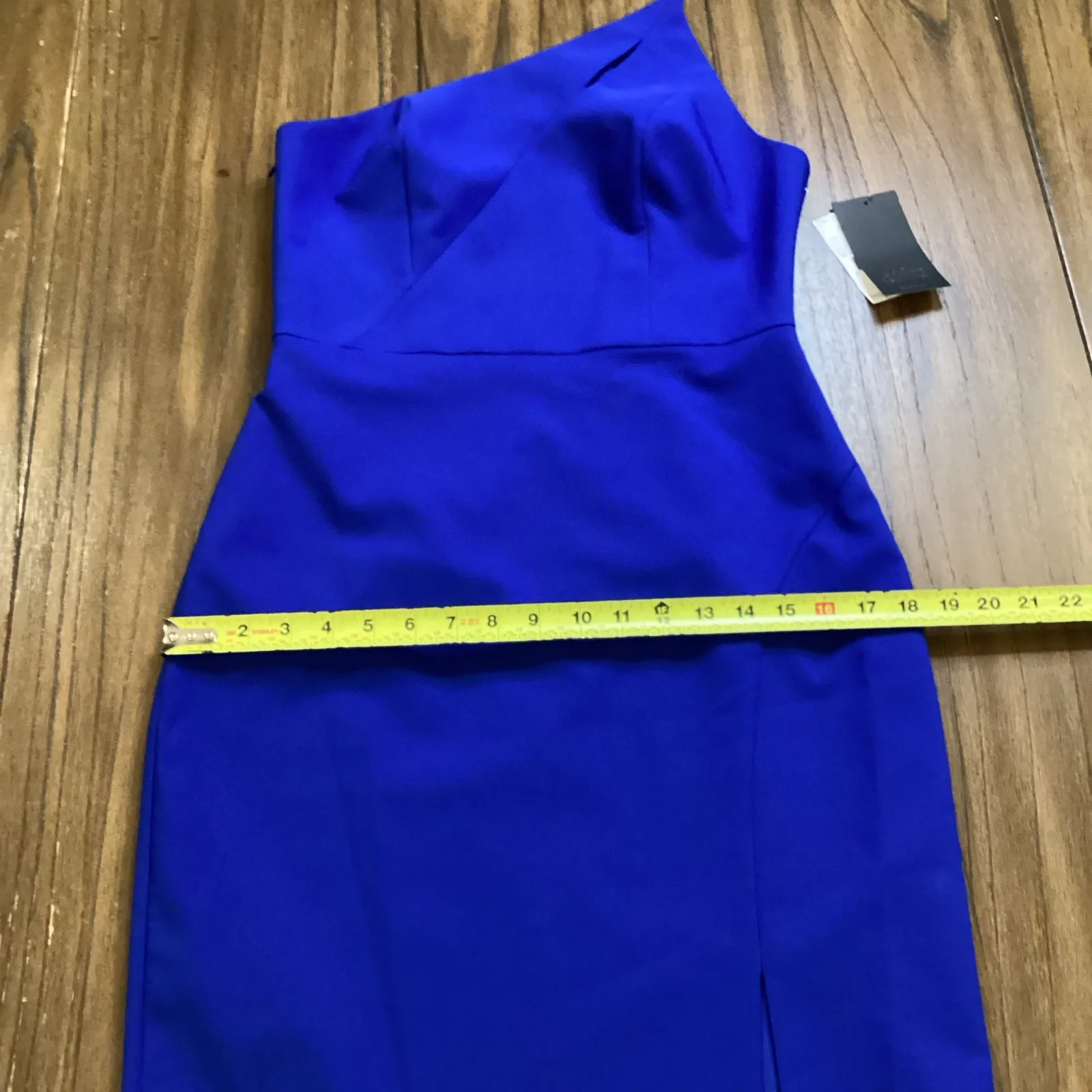 Aidan Mattox Marina One Shoulder crepe Cut Out mini Cocktail Party Dress Blue 6 - Image 10