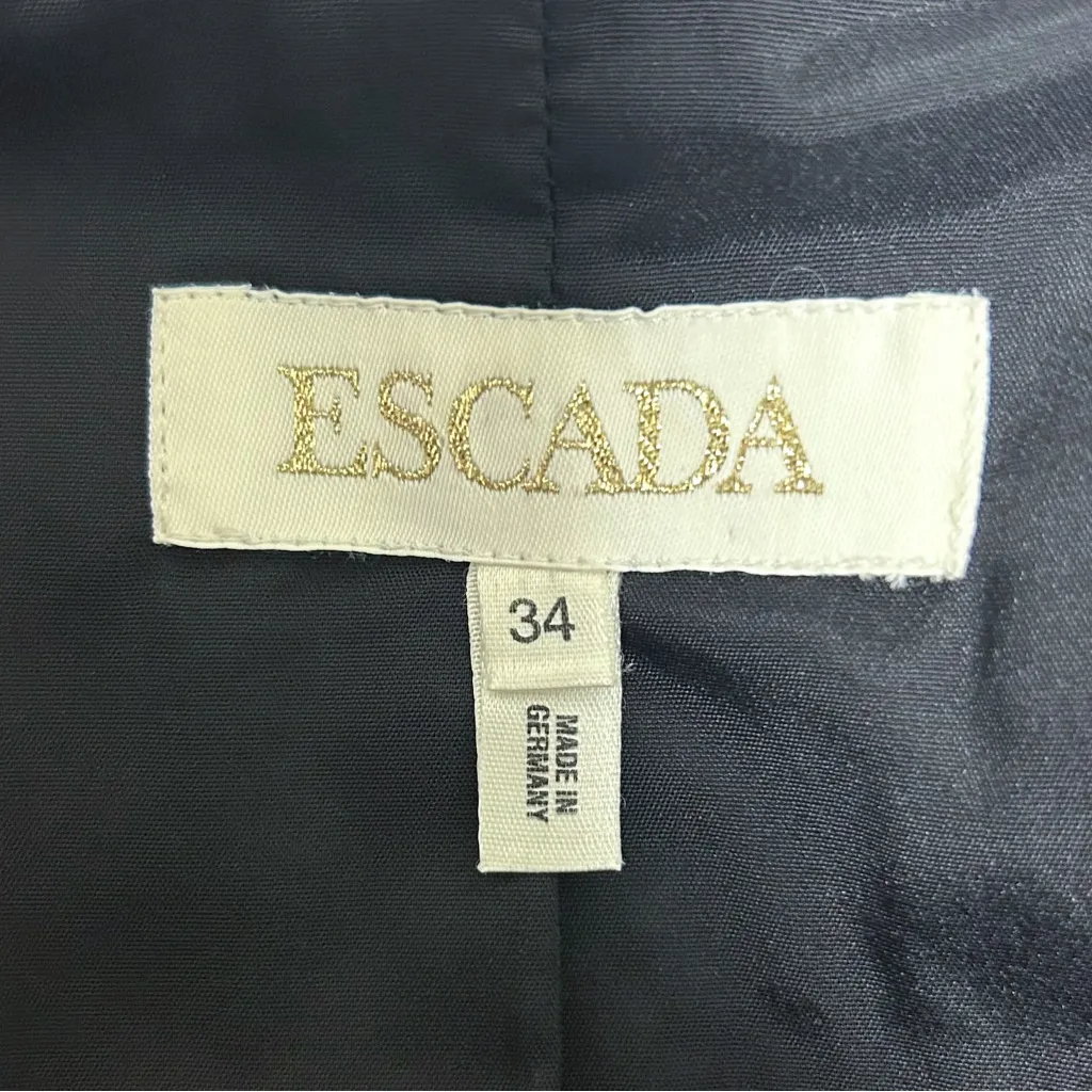 Escada Gray Wool Blend Gold Tone Zipper V Neck Mandarin Collar Blazer Jacket 34 Size undefined - Image 9