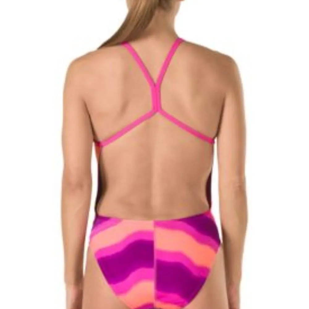 NWT Speedo Turnz Tonal Wave Print One Piece Swimsuit SZ-26 - Image 3