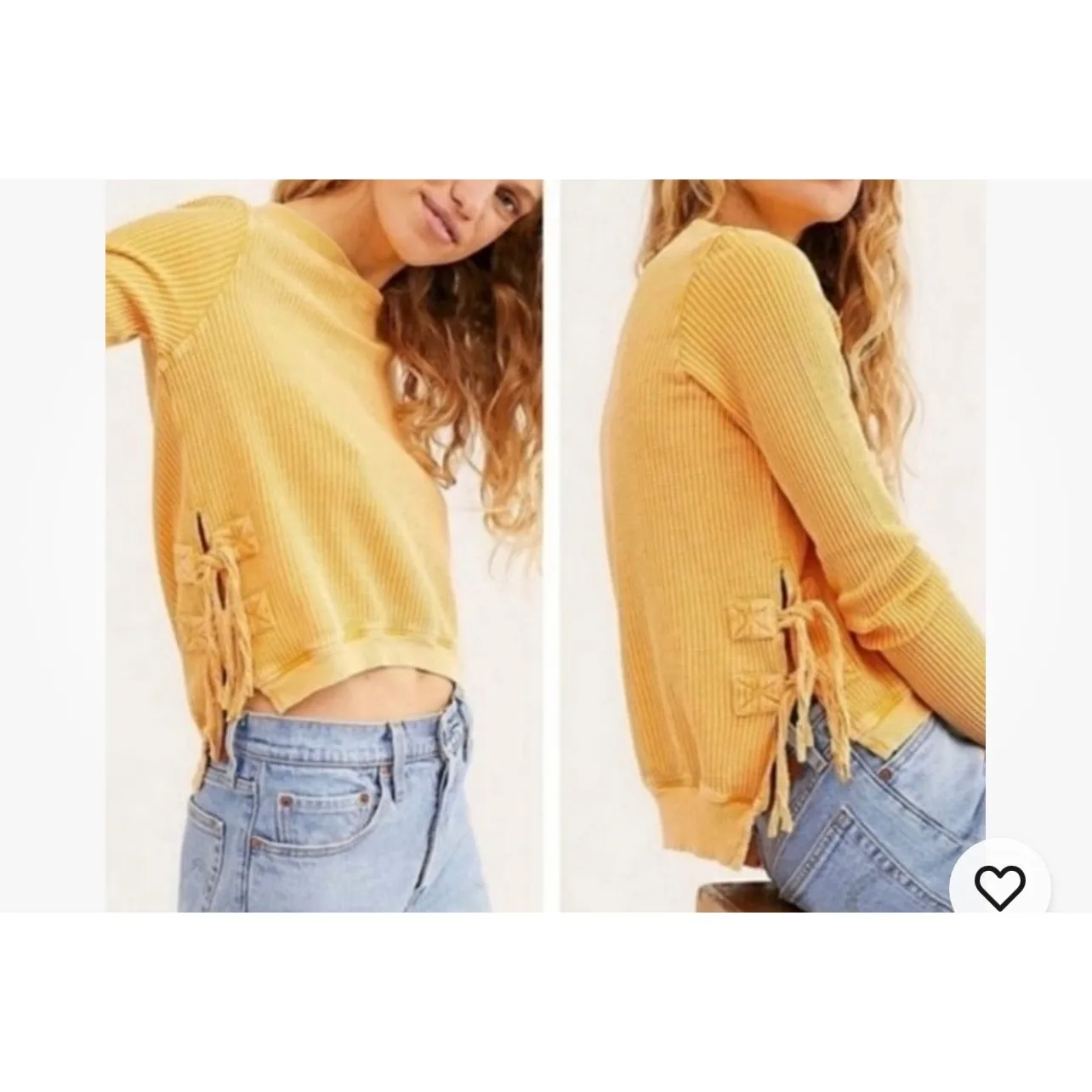 Free People One Cropped
Interlaken side ties thermal Top yellow sz small - Image 2