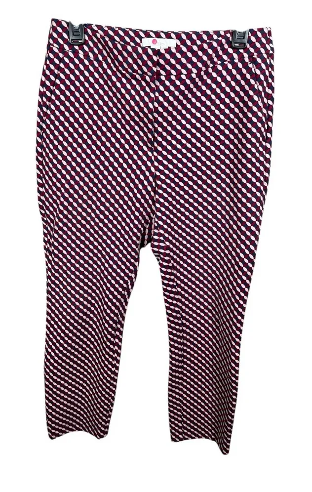 Boden Hampshire Red Geometricā Print Ponte Knit Ankle Crop Pants Teacher Spring Size 8 - Image 1