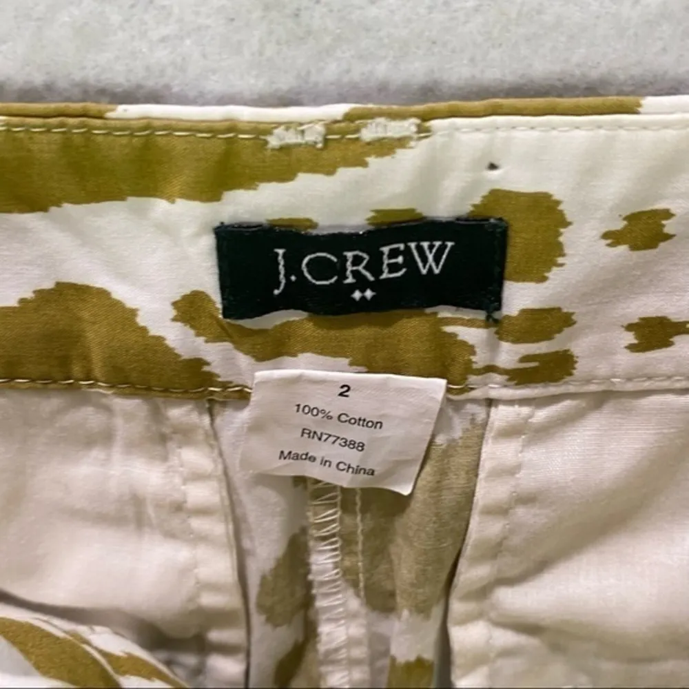 J. Crew Factory Womens Shorts Size 2 Stretch Cotton‎ Printed Midi Lightweight Tan - Image 5