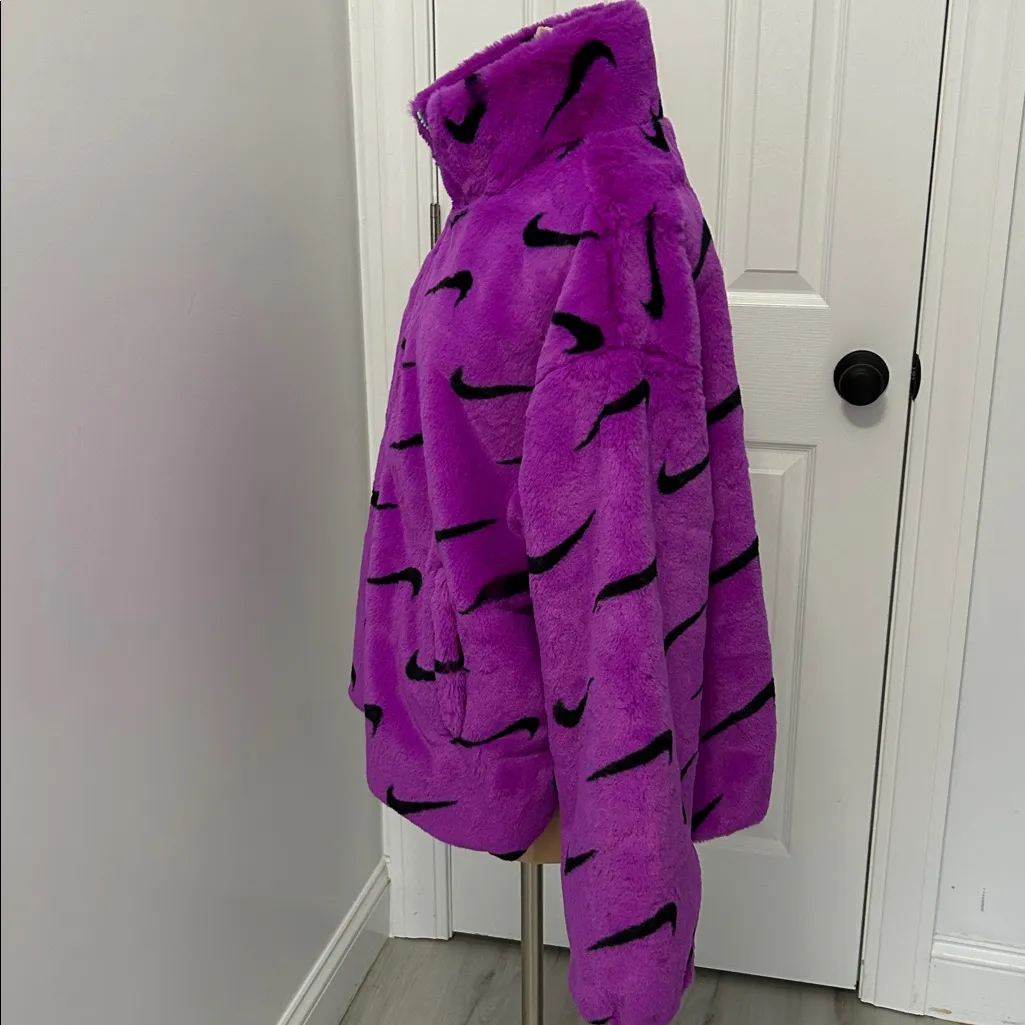 Nike Sportswear Plush Faux Fur Purple Jacket DQ6842-551 - Image 8