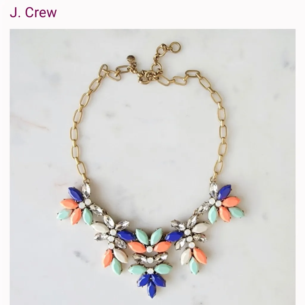J. Crew Multicolor Floral Statement Necklace 18 Inches - Image 9