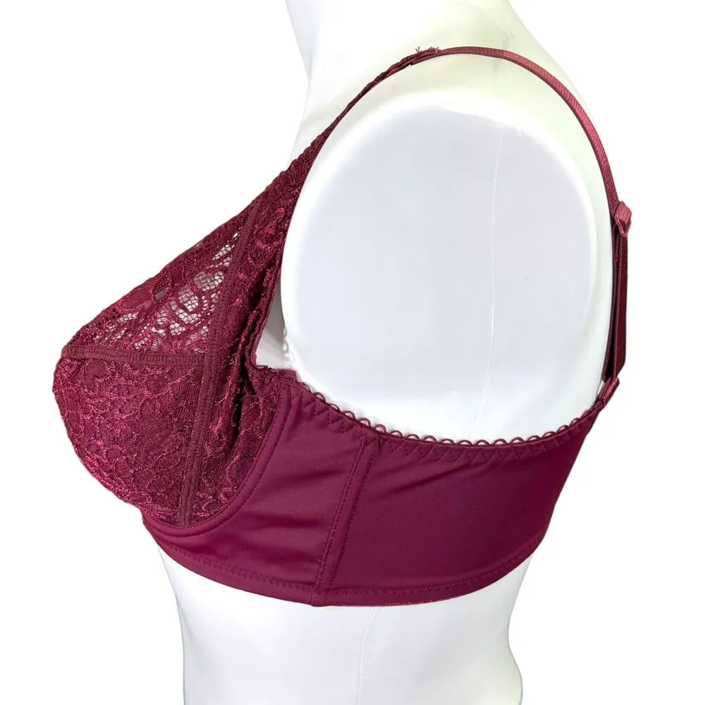 Natural Form Womens Bra Lace Unlined Underwire Burgundy Red Sexy XXXL Size 3X - Image 5
