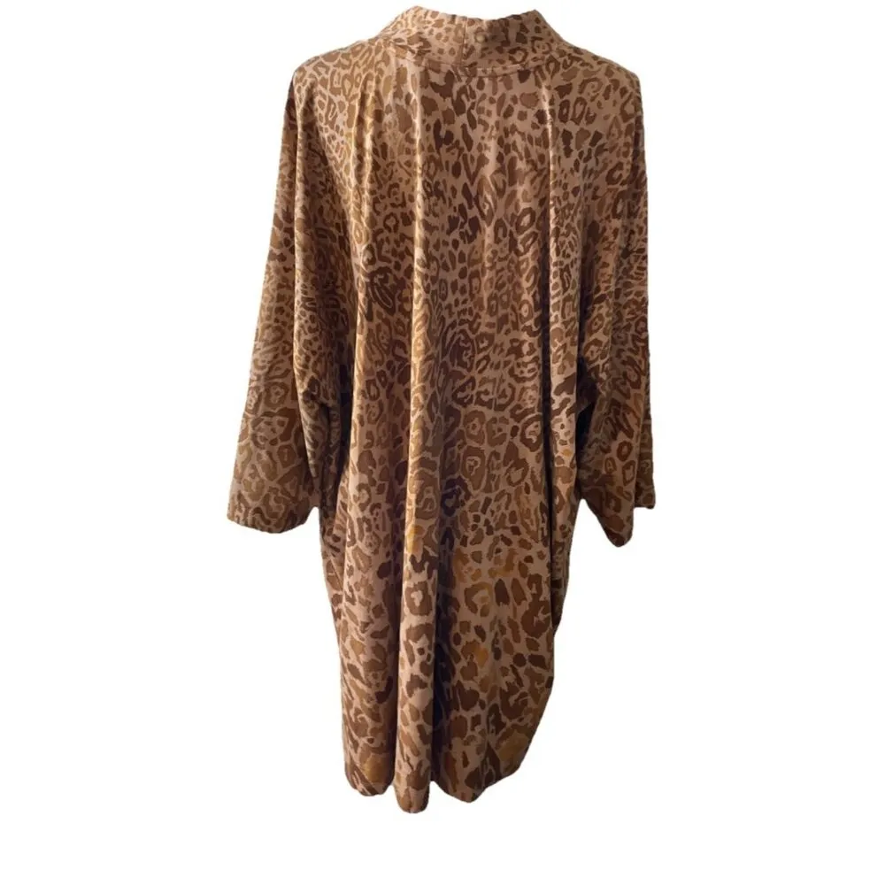 Isaac Mizrahi Live Size 2X Brown Cheetah‎ Animal Print Open Cardigan Pockets - Image 2