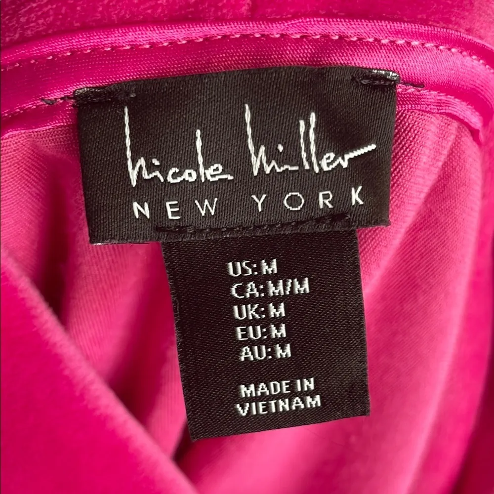 Nicole Miller Women’s vibrant pink Velour Cowl High Neck pullover. - Image 2