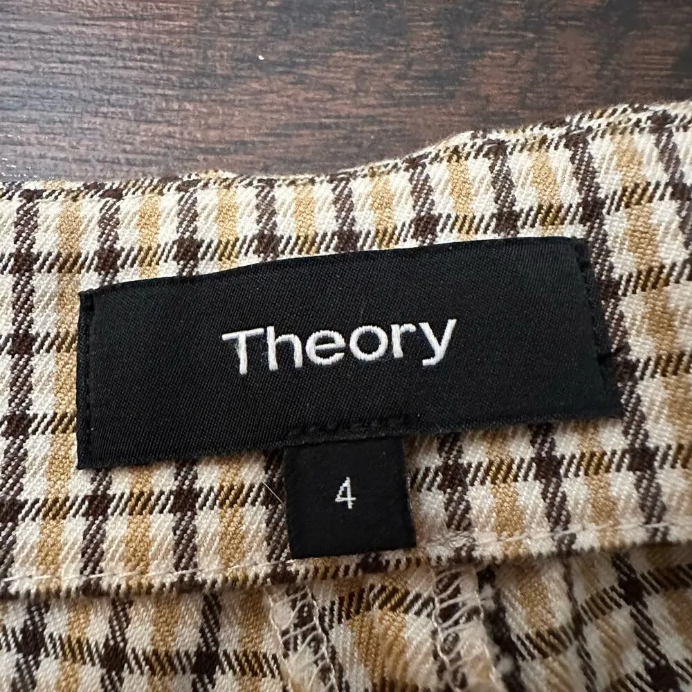 Theory yellow, cream & black plaid dress pants size 4 - Image 5