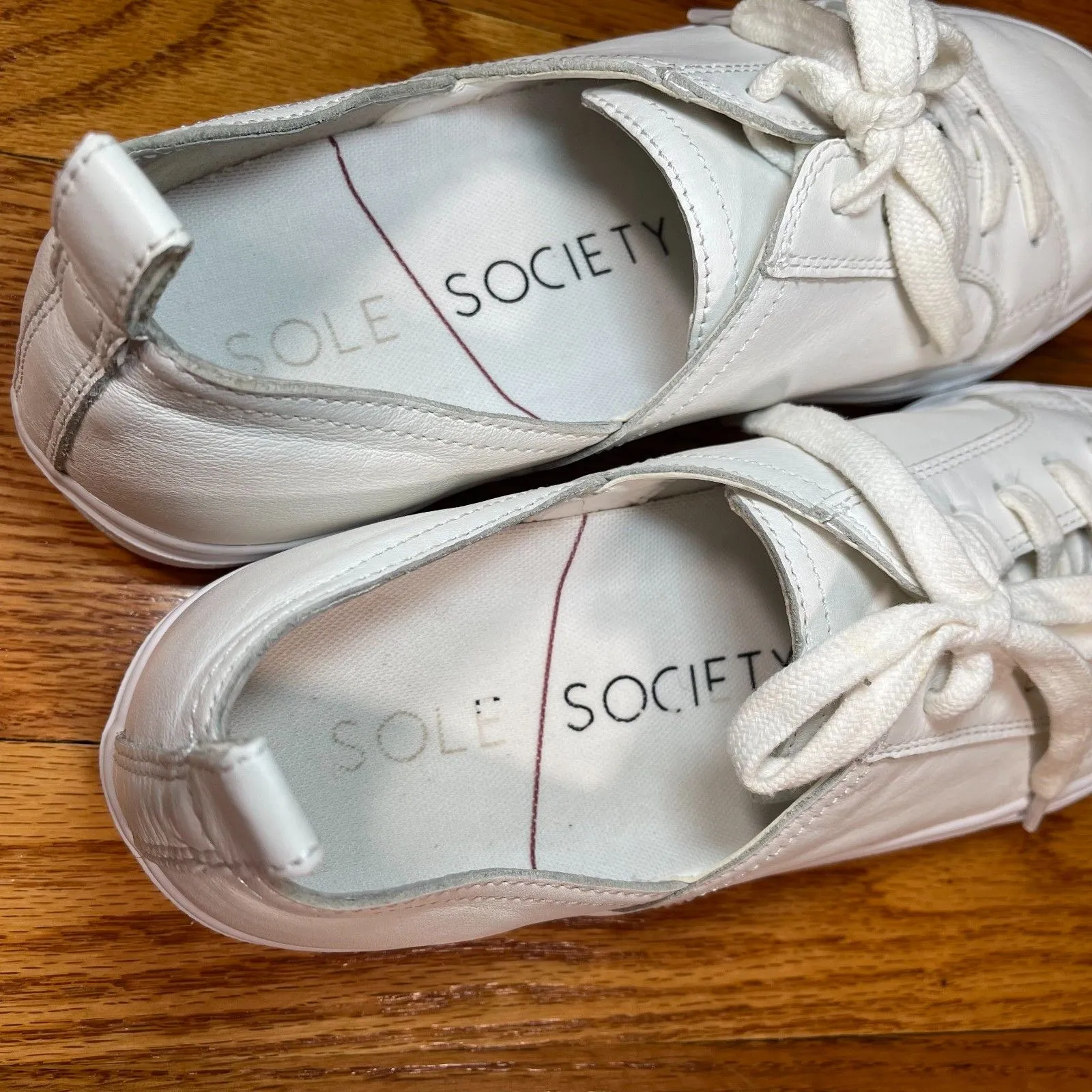 Sole Society | Dansy Cut-Out White Leather Lace-Up Sneakers | Size 9.5 - Image 9