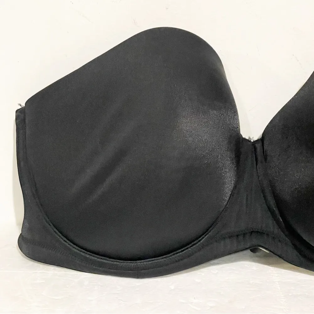 Cacique  Plus Size 44DD Bra Black Lightly Lined Strapless Underwire Back Closure - Image 2