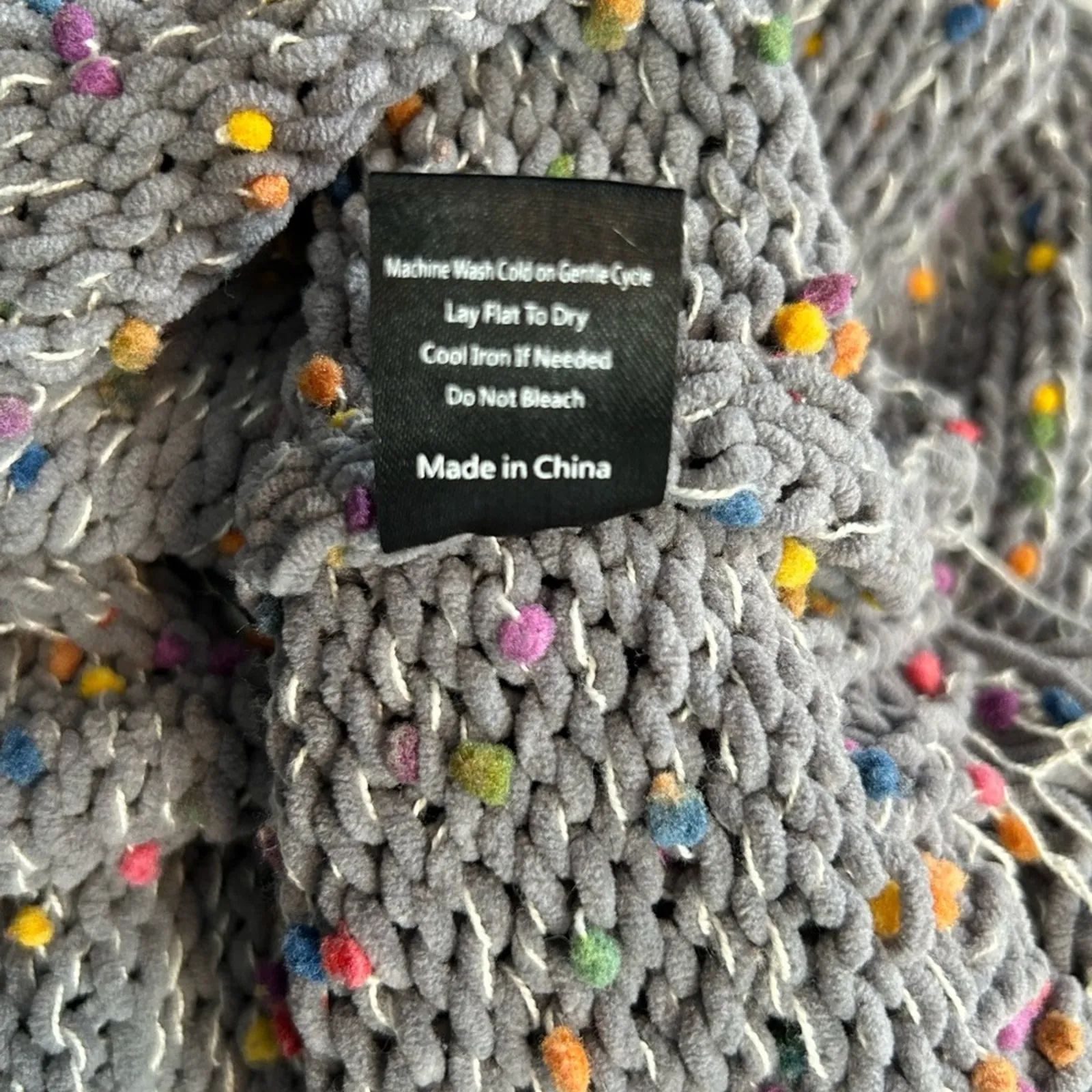 POL Distressed Sweater Small | Gray Ripped Sweater with Rainbow Confetti Detail - Image 13