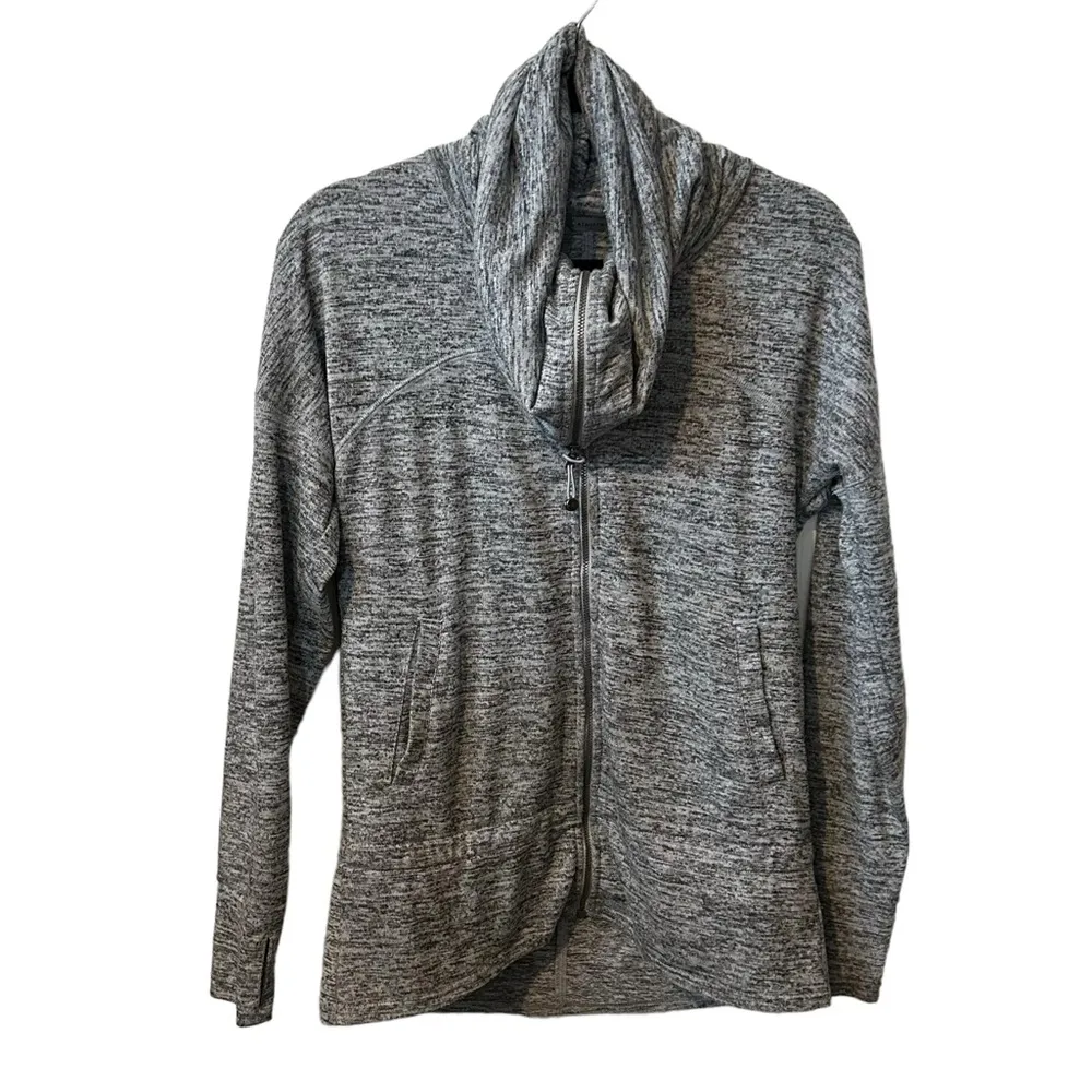 Athleta Heather Grey Giant Cowlneck Full Zip With Front Pockets Size Small. - Image 8