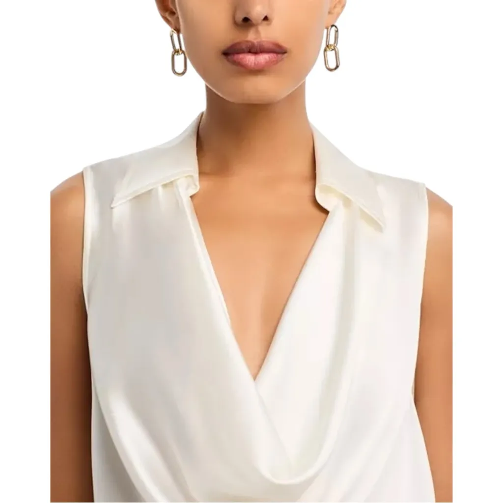 NWT L'AGENCE Colter Silk Cowl Neck Ivory Blouse / Sleeveless Shirt -‎ XS $335 - Image 2