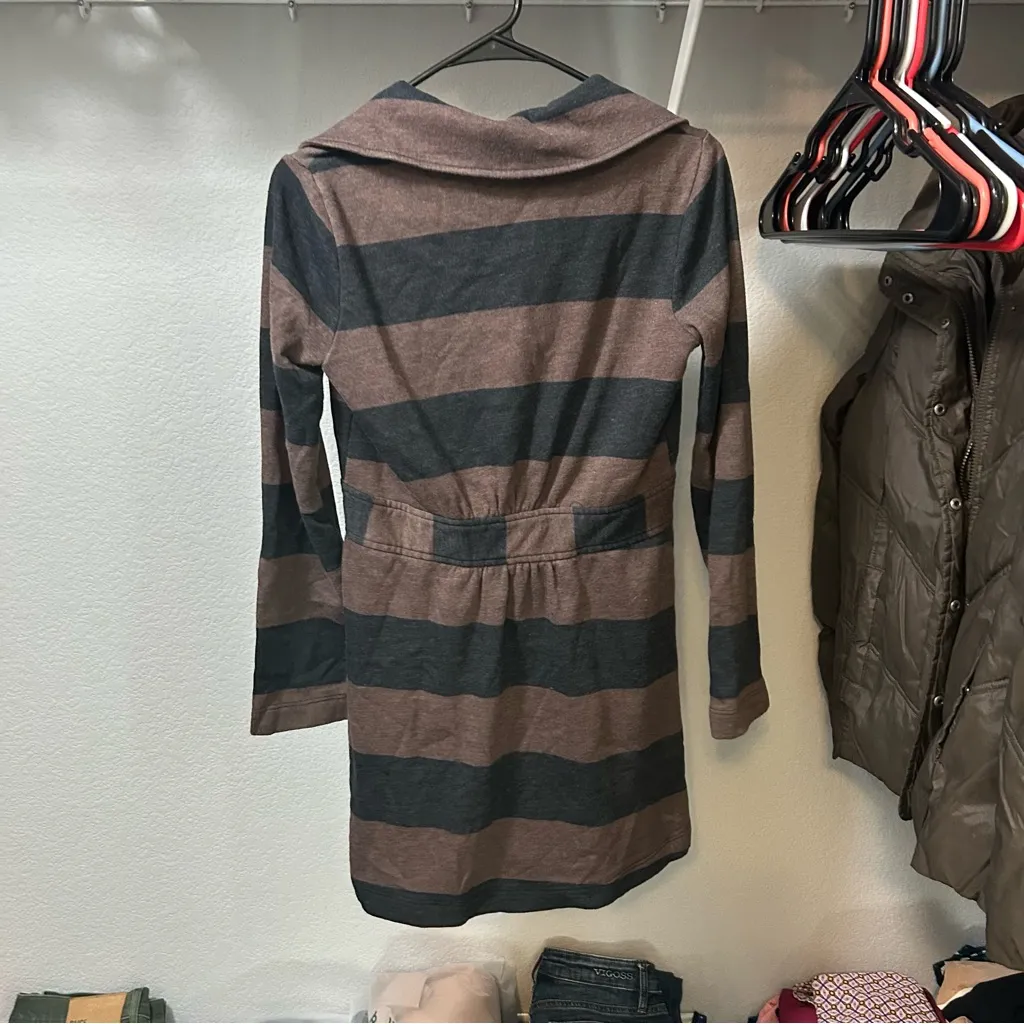 Splendid  Long Double Breasted Cotton Blend Striped Coat Jacket SMALL - Image 8