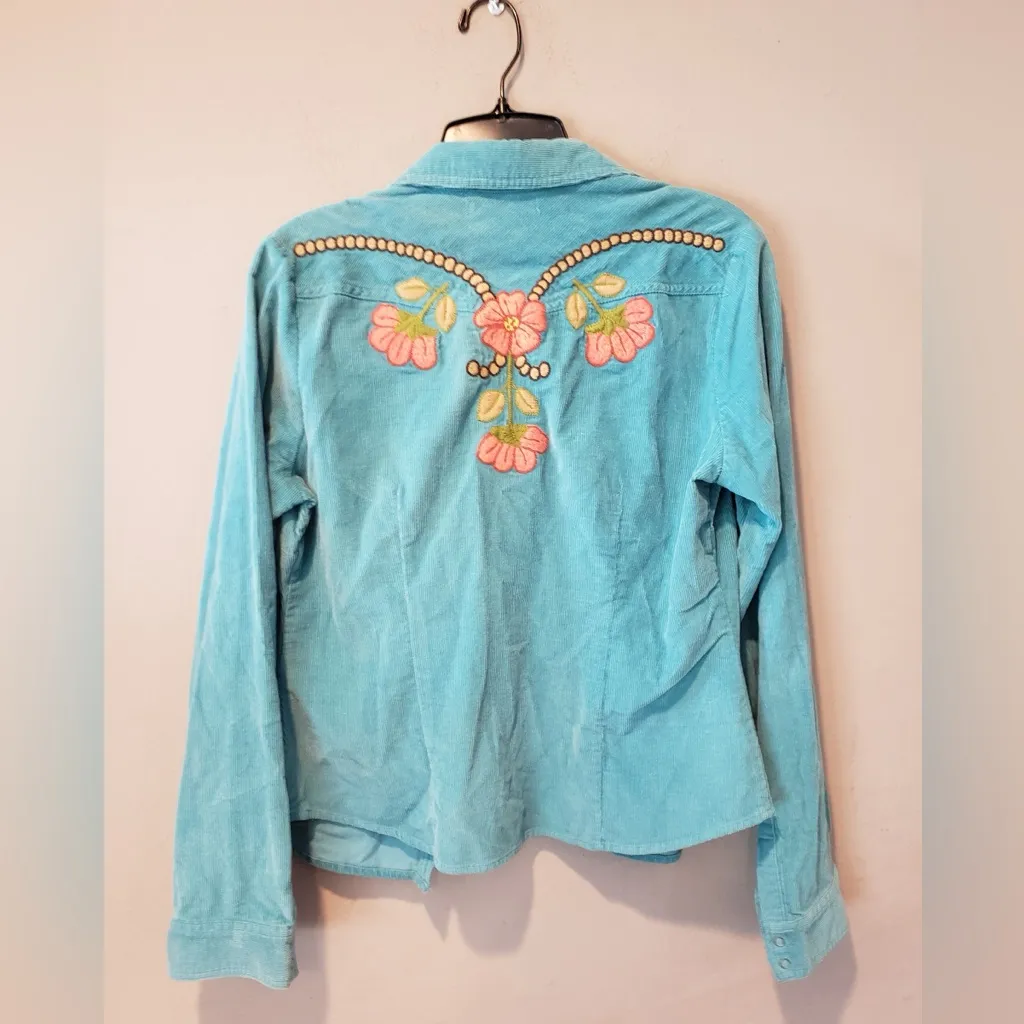 Embroidered Turquoise Button - Image 2