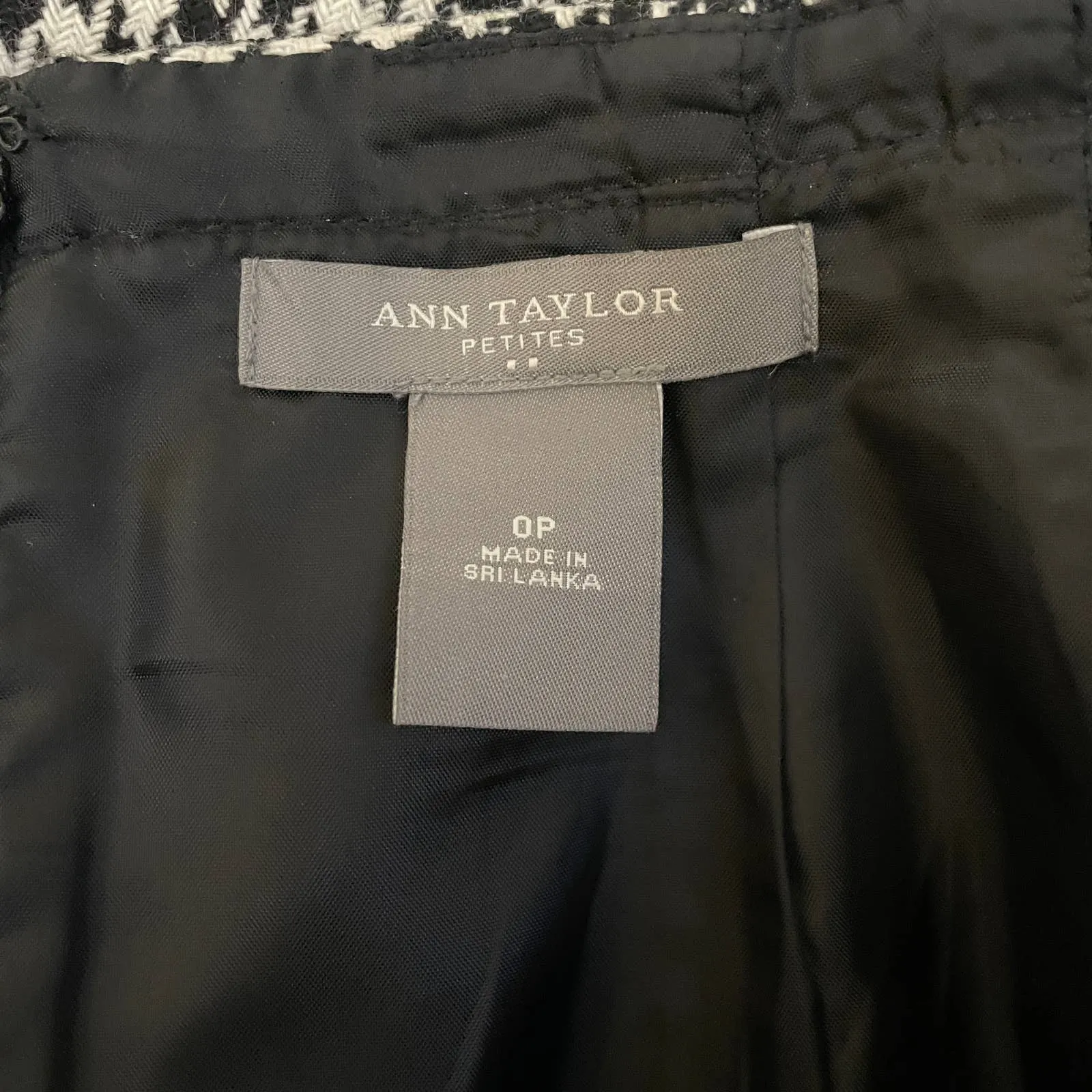 Ann Taylor Pencil Skirt Womens 0‎ Petite Black White Houndstooth Wool Blend Bow - Image 7