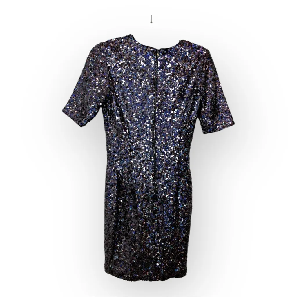 French Connection Purple Black Sequin Wrap Dress NYE Holiday Party 6 - Image 3