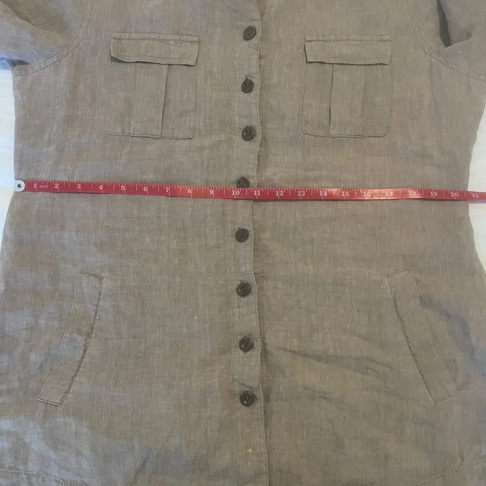 Coldwater Creek Women's Beige Button-Up Cargo Shirt Size L  100% linen - Image 7