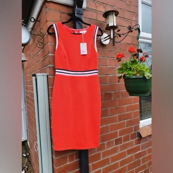 Boden Zada Ottoman Ribbed Sheath dress NWT Orange Size 14 - Image 6
