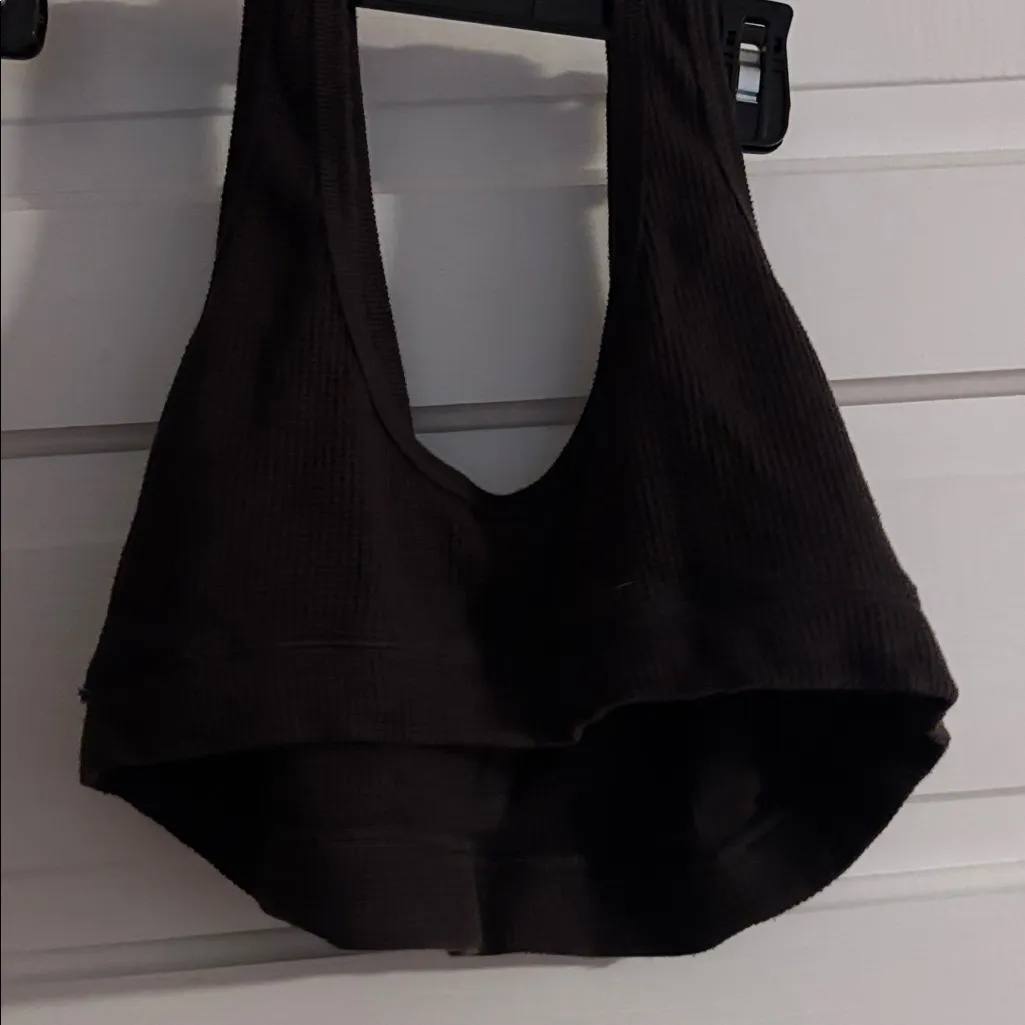 Skims Dark Brown Waffle Crop Top/Bralette - Image 4