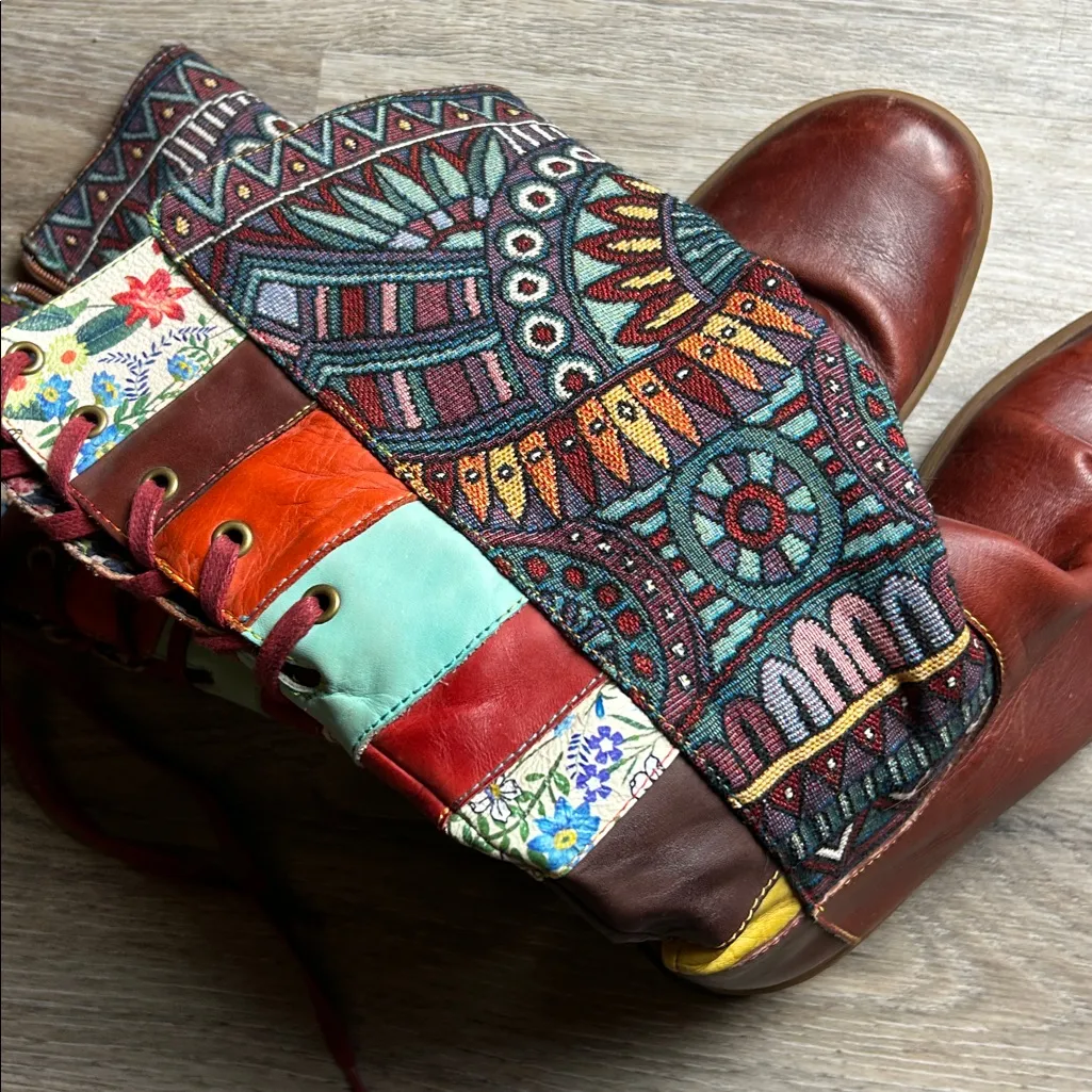 SOCOFY Embroidered Boho Leather Knee - Image 13