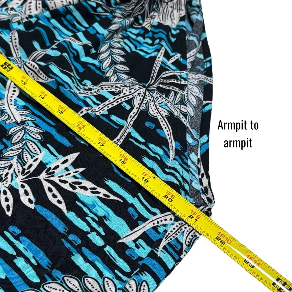 Hula Bay Blue and Black Halter Tank Hawaiian Resort Vacation Luau Coastal XL - Image 12