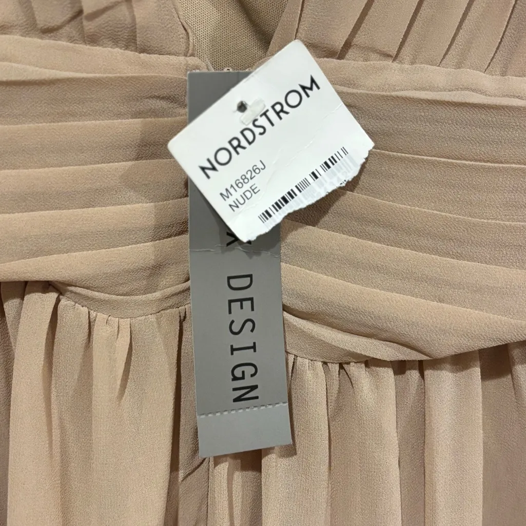 NWT Love By Design Athen Plunging VNeck Maxi Dress Nude Beige Size M Formal Prom - Image 10