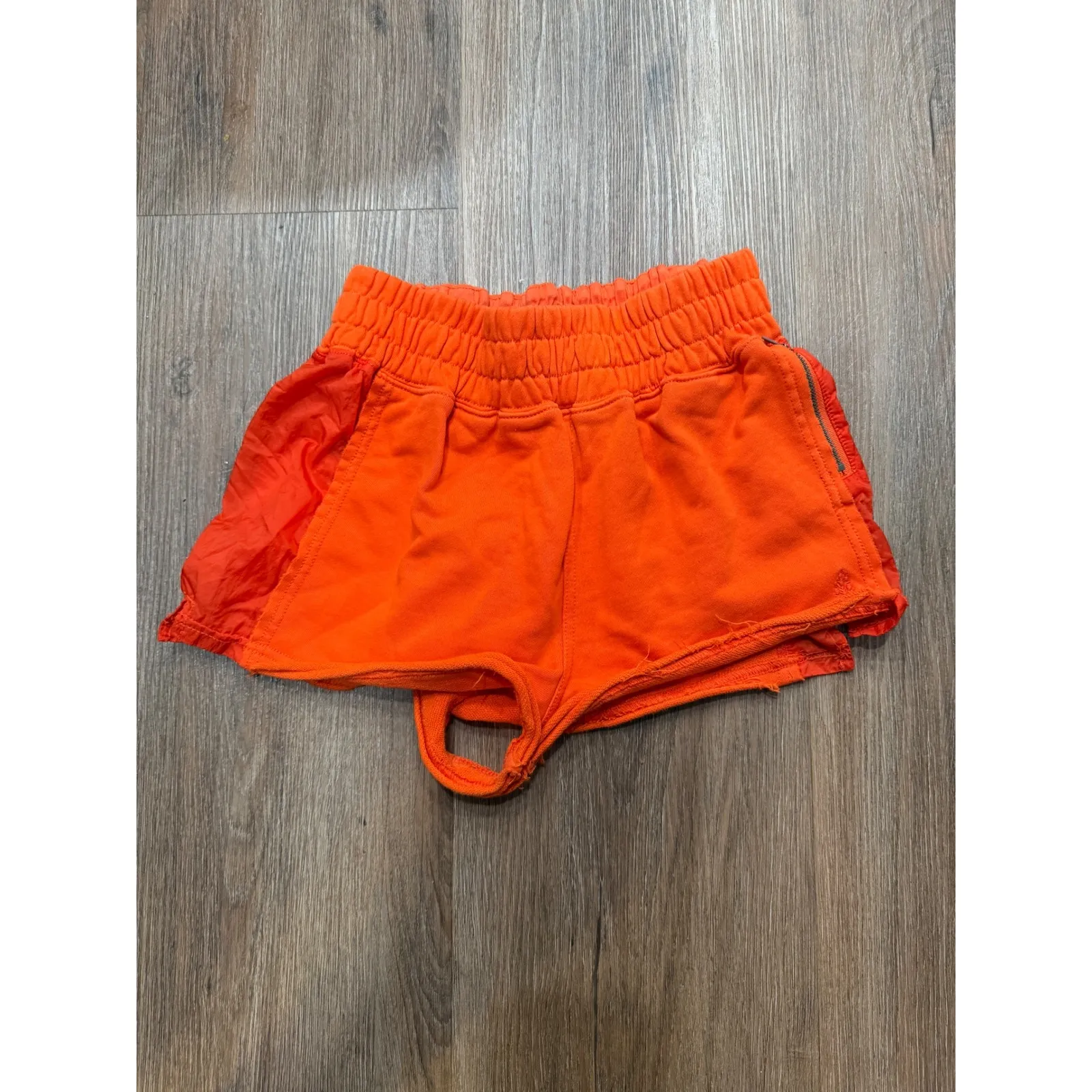 Free People Movement Orange Athletic Shorts Flowy Sheer Overlay Size XS - Image 2