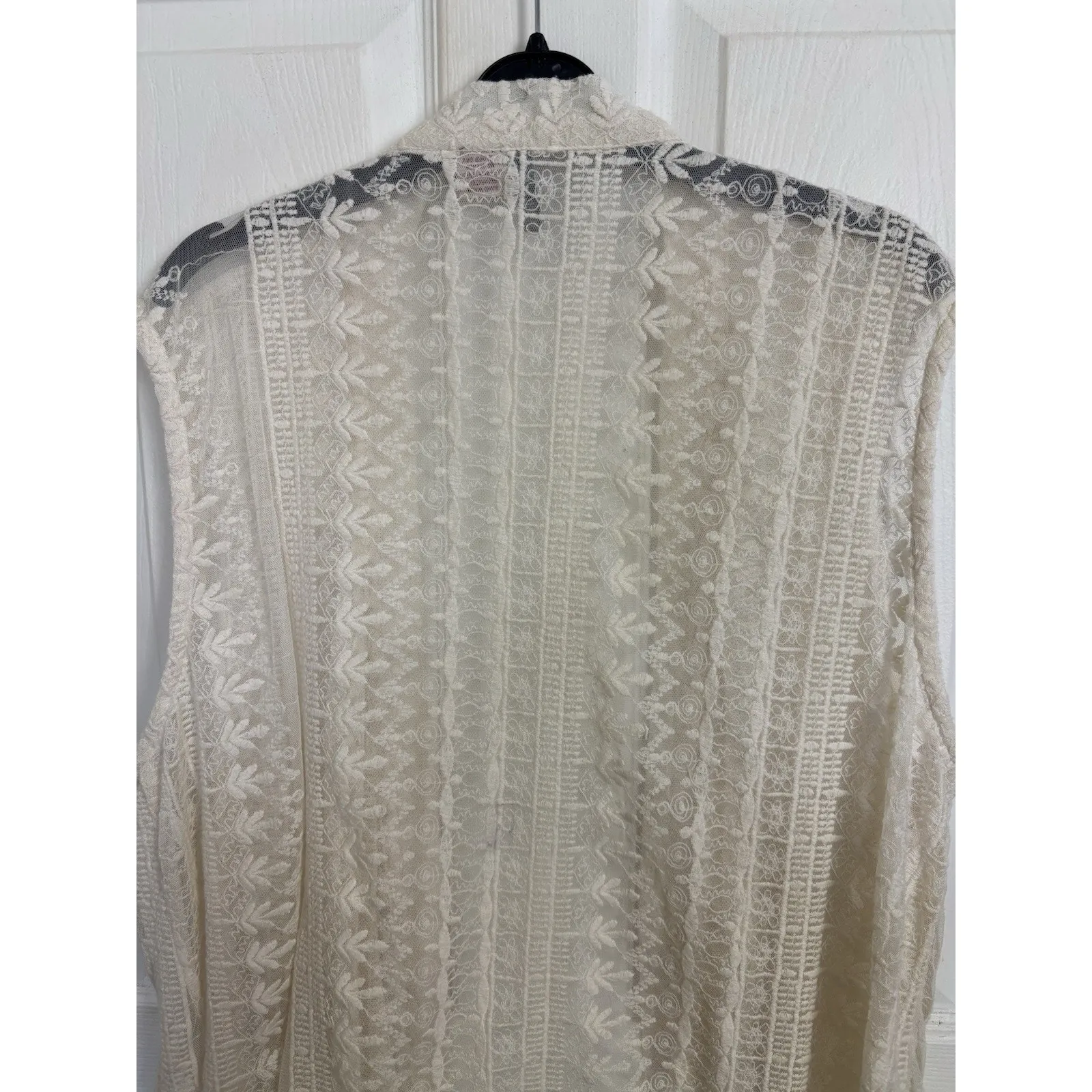 Anu Sheer Lace Open Front Vest Size XL Asymmetrical Fairy Cottage Boho Hippie - Image 3