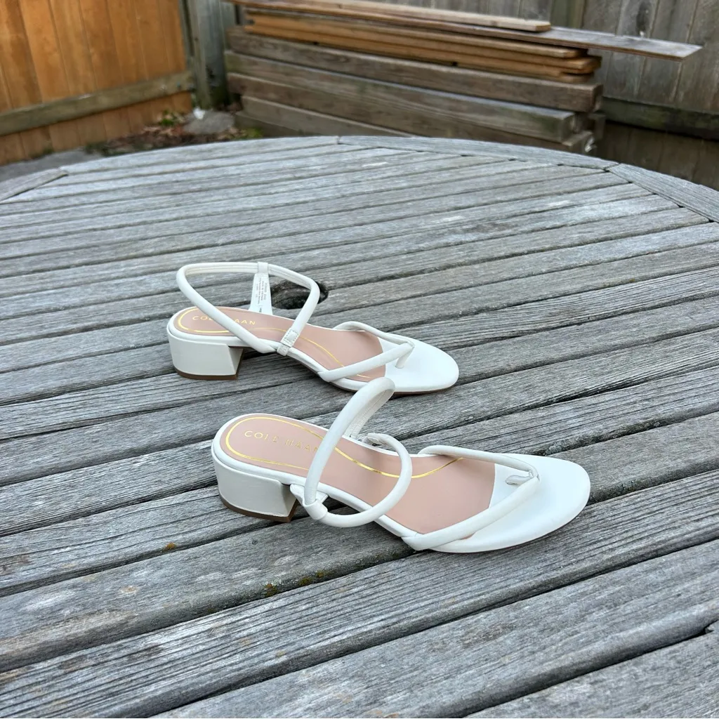 Cole Haan Women's Calli Thong Block Heel Sandal 40 Mm in white size‎ 6.5 - Image 2