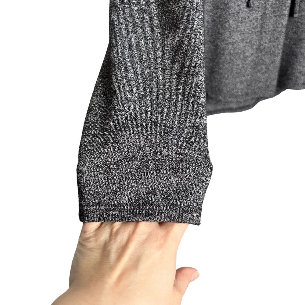 Charcoal Heather Gray Lace Up Neckline Blouse - Image 3