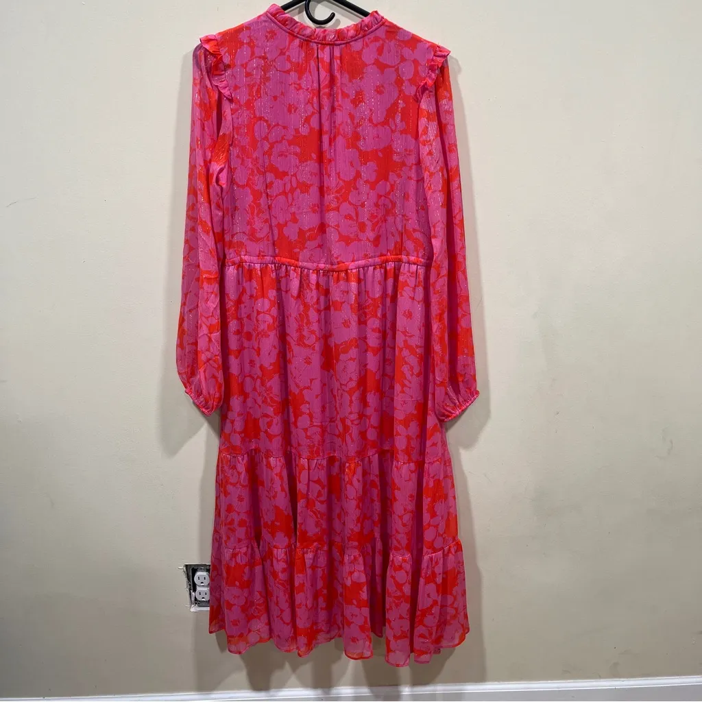 Sugarlips Carolina Reaper Kristen Tiered Midi Dress size small pink EUC - Image 8