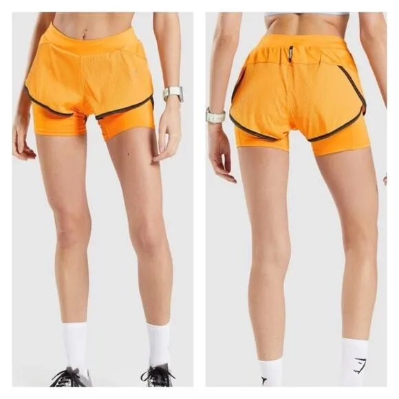Gymshark Speed 2 in 1 Running Shorts Orange - Image 2