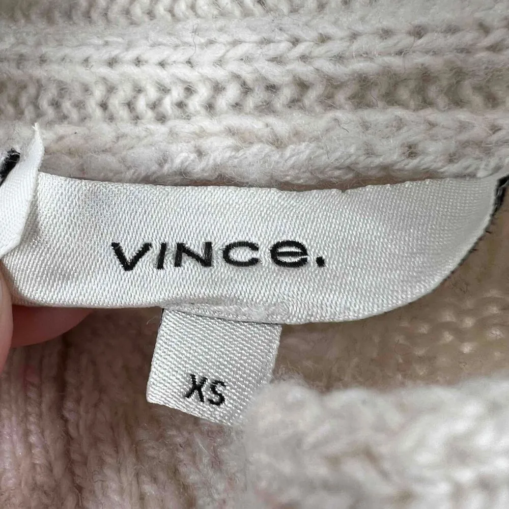 Vince Oatmeal Ribbed Knit Turtleneck Long Sleeve Wool Cashmere Sweater Womens XS - Image 6