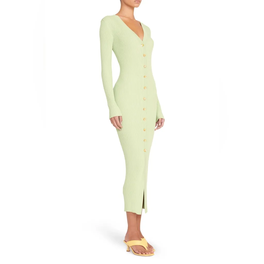 NWT Staud Shoko Sweater Dress Rib Knit Matcha Sherbet Green Womens Size L - Image 15